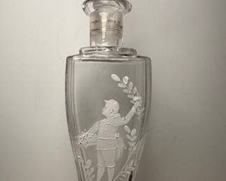 Mary Gregory Style Etched Glass Decanter