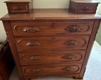 Victorian Carved Walnut Chest of Drawers