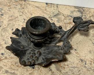 Grape Leaf Style Cast Iron Candle Holder