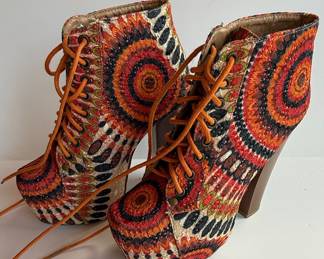Herstyle "Tapestry Style" Lace-Up Platform Booties
