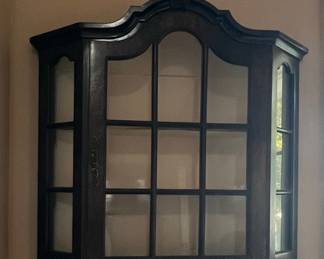 Vintage Dark Wood Corner Curio Cabinet