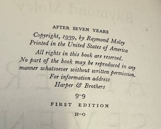 After Seven Years by Raymond Moley, First Edition Inscribed