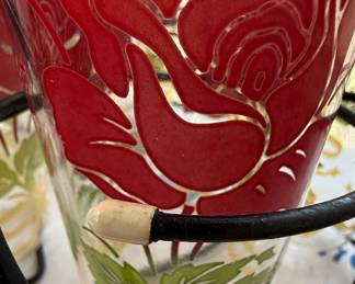 Mid-Century Hazel Atlas Rose Pattern Glass Caddy Set