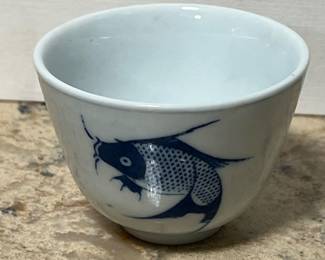 Blue and White Koi Fish Tea/Sake Cup