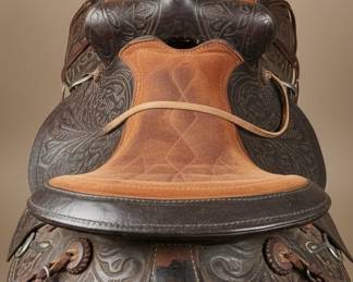 Western Style Tooled Leather Saddle