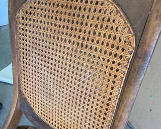 Victorian Style Folding Rocking Chair with Carved Rose Crest