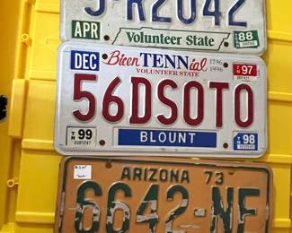 Vintage Tennessee and Arizona License Plates