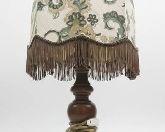 Victorian Style Table Lamp with Floral Shade and Fringe