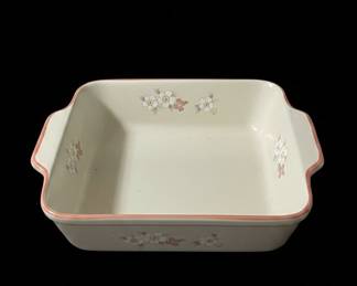 Hearthside Chantilly Fleur De Bois Peach Stoneware Baking Dish