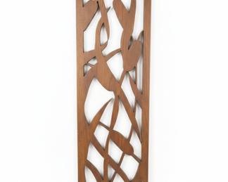 Art Nouveau Style Wood Wall Panel with Hummingbirds