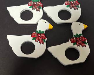 Vintage Hand-Painted Goose Napkin Rings
