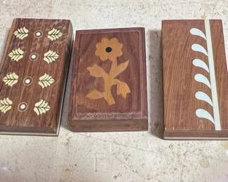 Inlaid Wood Trinket Box Set