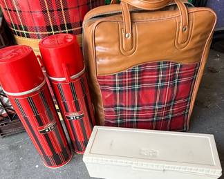 Vintage Thermos King-Seeley Red Plaid Picnic Set