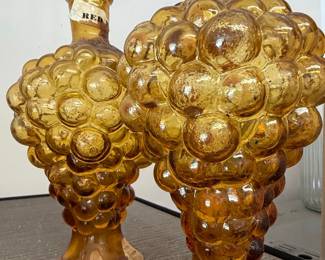 Chianti Raspollini Amber Glass Grape Cluster Decanters