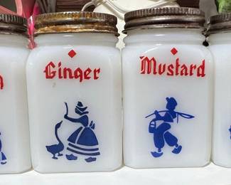 Hazel Atlas Milk Glass Spice Jar Set