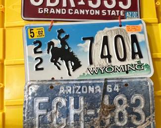 Vintage Arizona and Wyoming License Plate Collection
