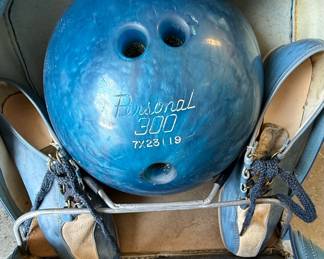 Vintage AMF Bowling Bag with Ball and Shoes