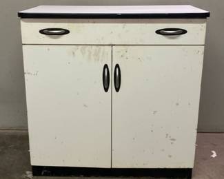 Vintage Metal Kitchen Cabinet with Porcelain Top