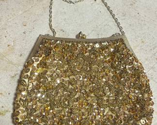 Vintage Gold Beaded Evening Bag