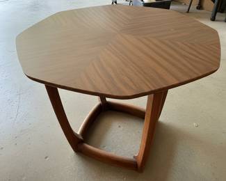 Mid-Century Modern Style Walnut Hexagonal Side Table
