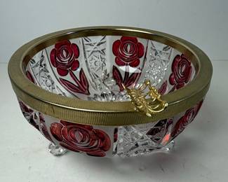 Anna Hutte Ruby Rose Cut Crystal Bowl