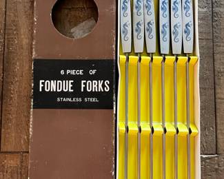 Mid-Century Seahorse Motif Fondue Forks