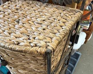 Woven Seagrass and Metal 3-Drawer Chest Style