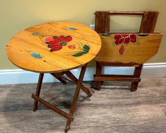 Folk Art Style Folding TV Trays