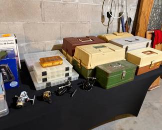 Vintage Plano Fishing Tackle Boxes and Reels Collection