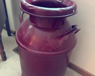 Vintage Painted Metal Milk Can