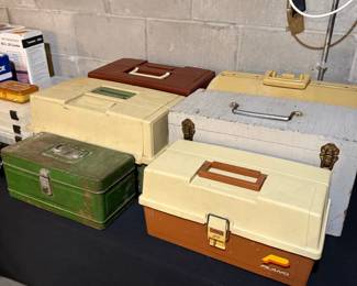 Collection of Vintage Plano and Metal Fishing Tackle Boxes
