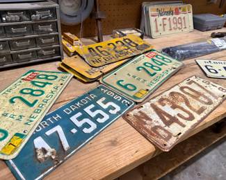 Vintage Nebraska and North Dakota License Plate Collection