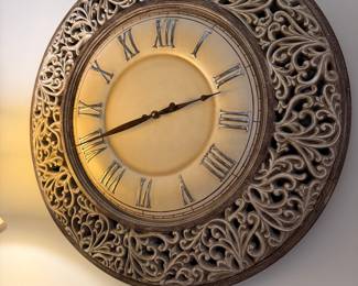 Ornate Baroque Wall Clock with Roman Numerals