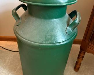 Vintage Green Enameled Milk Can