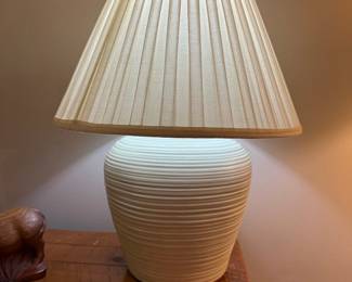 Vintage Ribbed Ceramic Table Lamp - Mid Century Modern