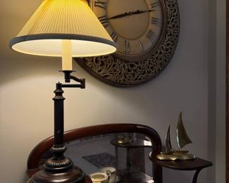 Vintage Dark Bronze Swing Arm Table Lamp