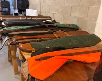 Collection of Assorted Leather and Canvas Gun Cases