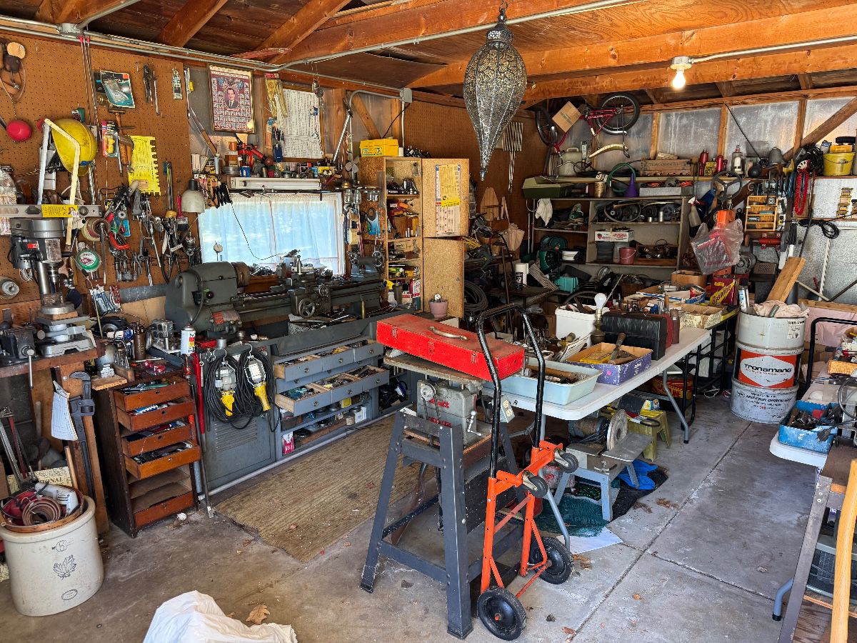 Garage! PACKED with machinist tools, lathe, stock, parts, and more!