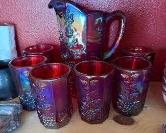 Red Carnival glass