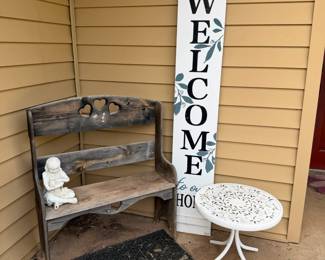 bench, decor, small table