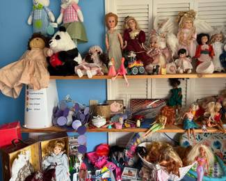 stuffed animals, beanies, dolls
