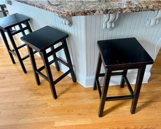 black distressed saddle seat type barstools (5)