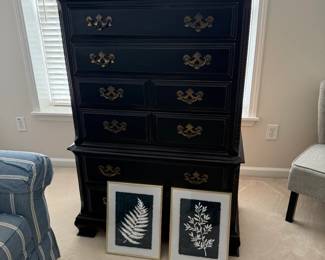 Black distressed finish chest of drawers