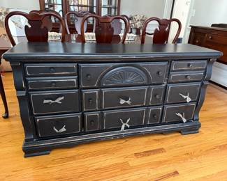 Black distressed finish Dresser