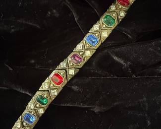 Vintage Multi-Gem Art Deco Style Bracelet