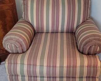Vintage Striped Upholstered Roll Arm Chair