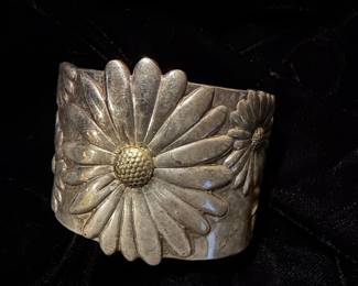 Sterling Silver Daisy Cuff Bracelet