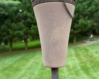Vintage Metal Garden Torch with Celtic Knot Detail