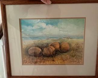 Coastal Scene with Coconuts Painting