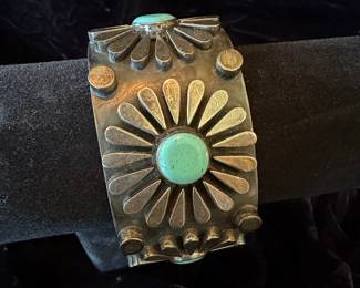 Native American Sterling Silver Turquoise Cuff Bracelet